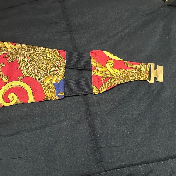 Hermes Red and Blue Silk cummerbund with Gold Accents - Picture 5 of 6